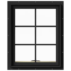 24 in. x 30 in. W-2500 Series Bronze Painted Clad Wood Awning Window w/ Natural Interior and Screen