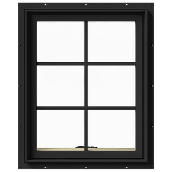 JELD-WEN 24 in. x 30 in. W-2500 Series Bronze Painted Clad Wood Awning Window w/ Natural Interior and Screen