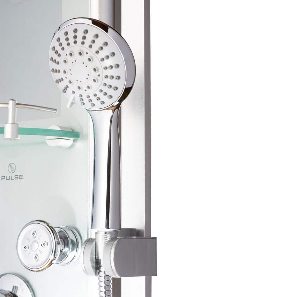 Kihei II Silver Glass Multi-Function Shower Panel with Jets