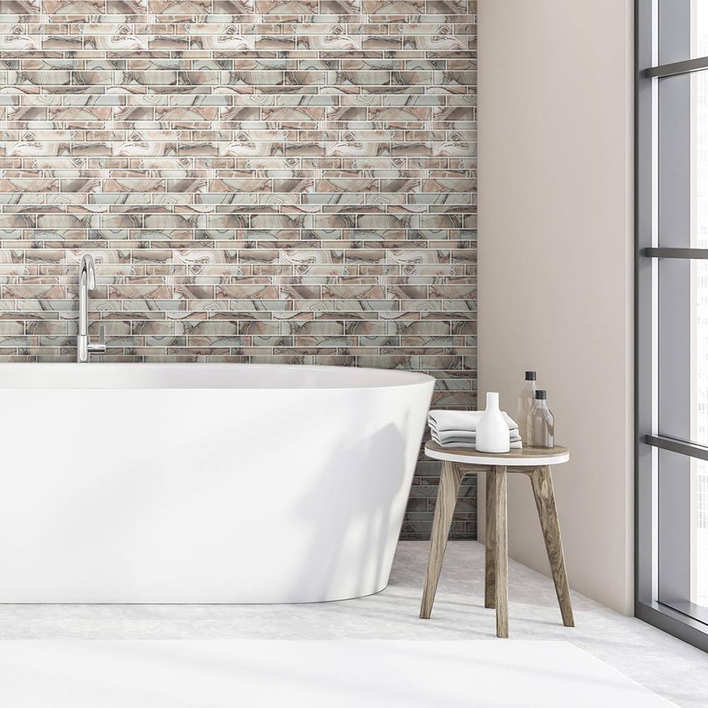 Agate Inspired Glass Brick Joint Mosaic Wall Tile Sample
