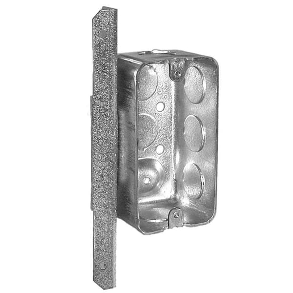 RACO 4 in. H x 2 in. W x 1-7/8 in. D Gray 1-Gang Drawn Handy Box with Seven 1/2 in. KO's, Raised Ground, A Bracket, 1-Pack