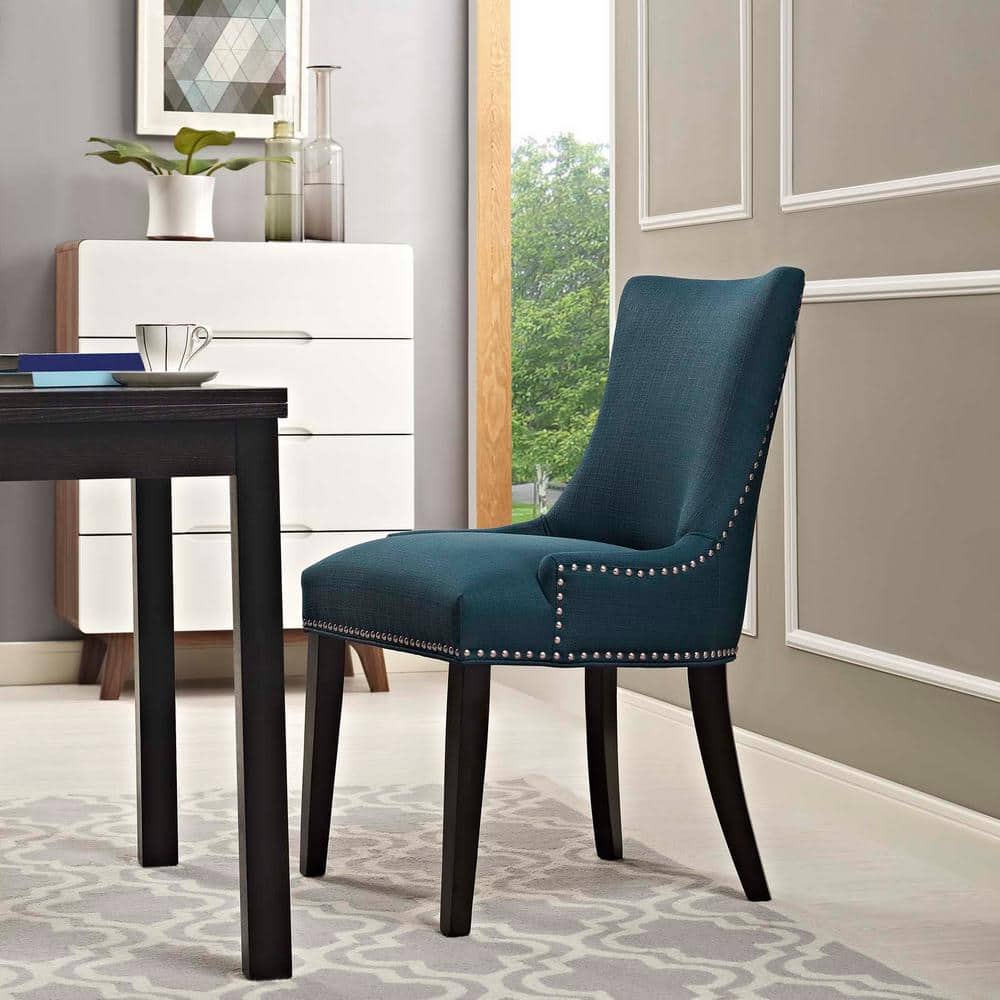 Azure Elegance Leather-Wrapped Parsons Side Chair