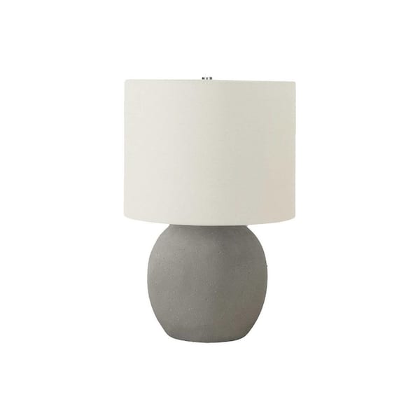 Contemporary 20 in. H Table Lamp with Cream Shade, Grey Concrete