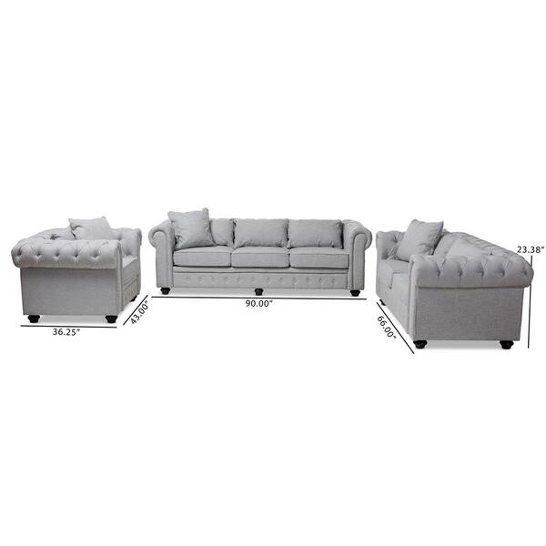 Baxton Studio Alaise 3 Piece Gray Living Room Set 144 80978099 Hd The Home Depot Baxton Studio Alaise 3 Piece Gray, Studio Collection 3 Piece Furniture Set