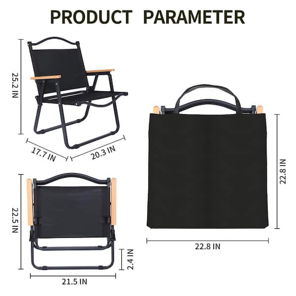 Tunearary Black Outdoor Metal Folding Lawn Chair with Handle and Storage  Bag for Leisure, Beach, Picnic, Hiking, Fishing Small W1134HZP68181 - The  Home Depot