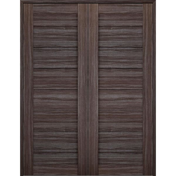 Belldinni Ermi 48 in. x 80 in.Both Active Gray Oak Finished Wood Composite Double Prehung Interior Door