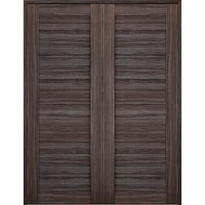 Ermi 60 in. x 80 in.Both Active Gray Oak Finished Wood Composite Double Prehung Interior Door