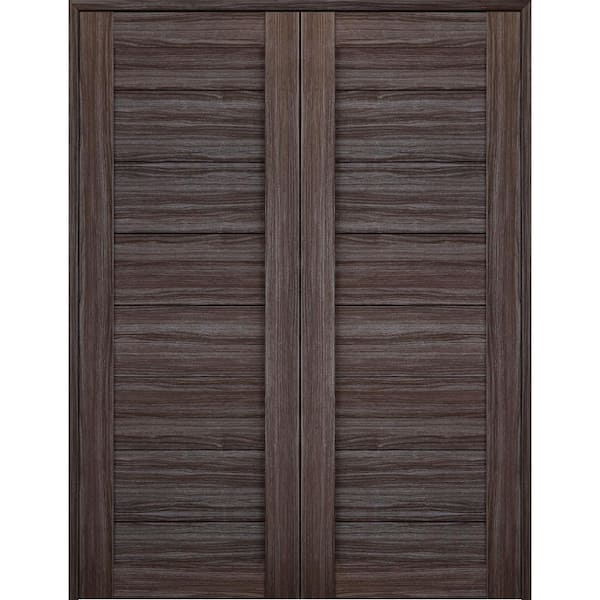 Belldinni Ermi 72 in. x 80 in.Both Active Gray Oak Finished Wood Composite Double Prehung Interior Door