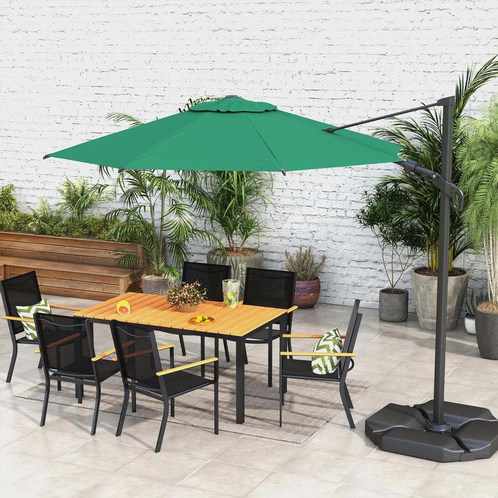 10ft Dark Green Aluminum Cantilever Patio Umbrella