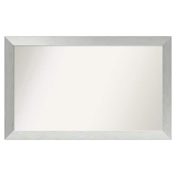 Amanti Art Brushed Sterling Silver 42 in. x 26 in. Custom Non-Beveled Wood Framed Bathroom Vanity Wall Mirror