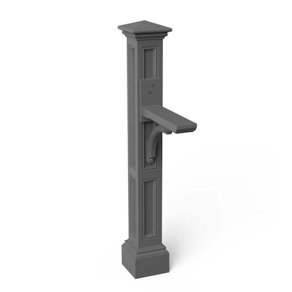 null Charleston Decorative Polyethylene Mailbox Post, Graphite Grey