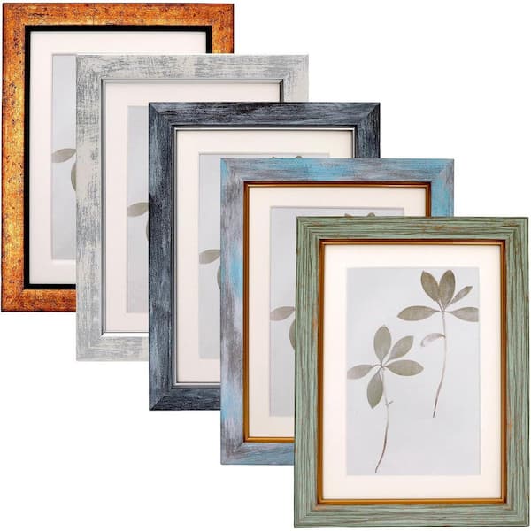 Vintage 5 x 7 Mix Color Polystyrene Picture Frame Set of 5
