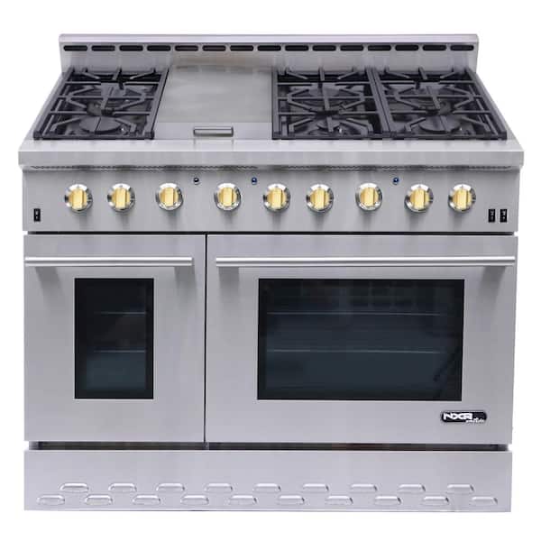 NXR Entree 48 in. 7.2 cu. ft. Professional Style Liquid Propane Range with Convection Oven in Stainless Steel and Gold