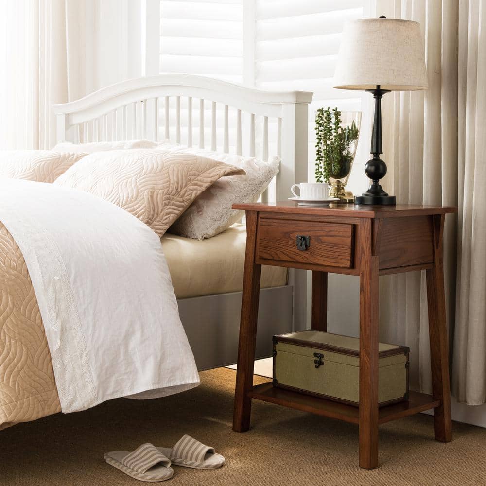 Russet Solid Wood Mission Nightstand with Drawer