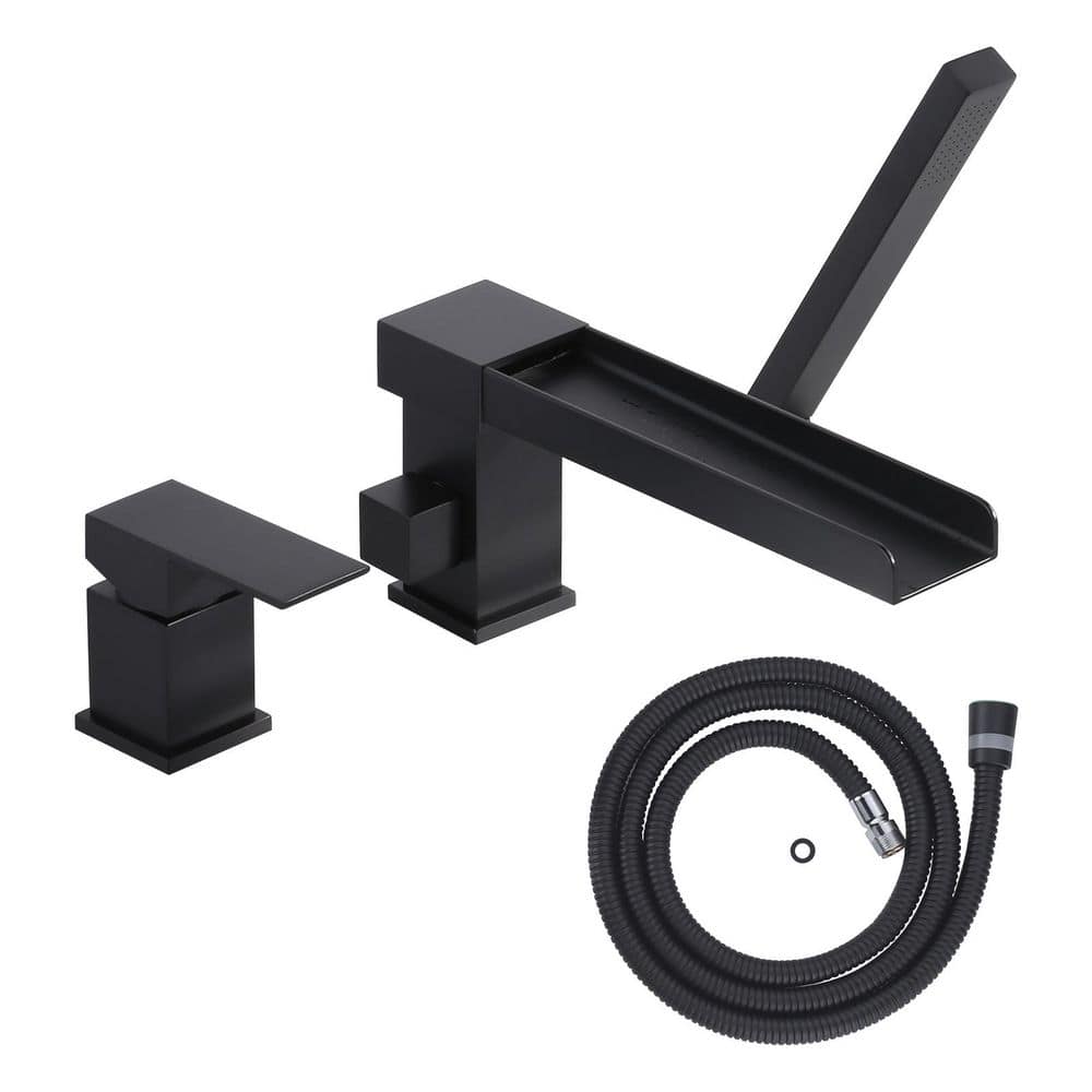 Single-Handle Deck-Mount Roman Tub Faucet with Hand Shower in Matte Black price history on PriceWatchPro