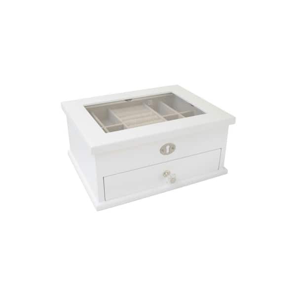 Mele & Co Mini Lili White Wood Finish Jewelry Organizing Box