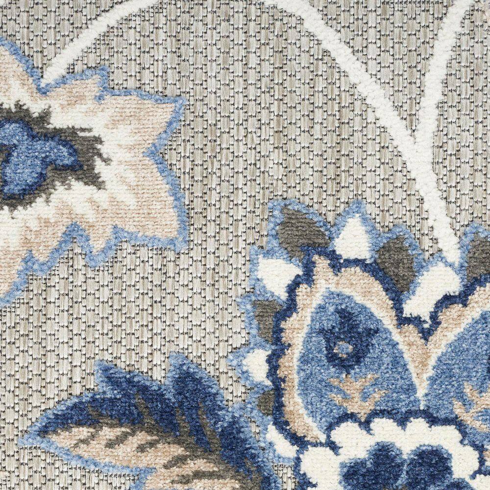 Blue Floral Synthetic 9' x 12' Washable Area Rug