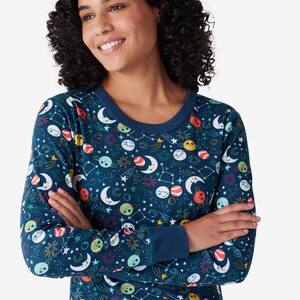 Company Organic Cotton Snug Fit Space Galaxy Kid's Women's Blue Multi Pajama Set