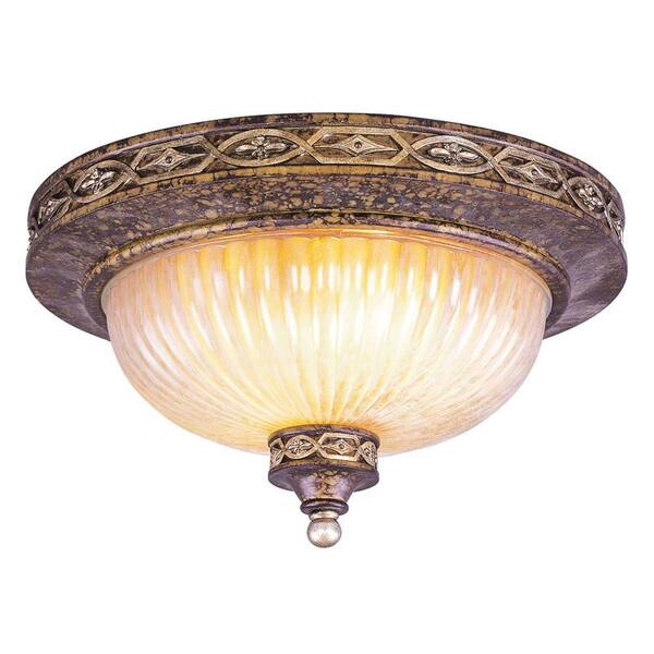 Livex Lighting Providence 2-Light Ceiling Palatial Bronze with Gilded Accents Incandescent Flush Mount