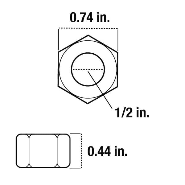 Everbilt - 1/2 in.-13 tpi Galvanized Hex Nut (50-Pack)