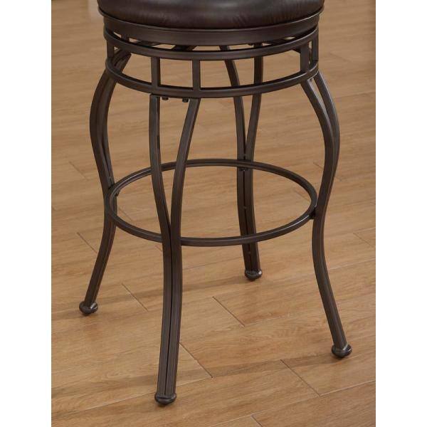 26'' Brown Metal and Leather Swivel Counter Stool