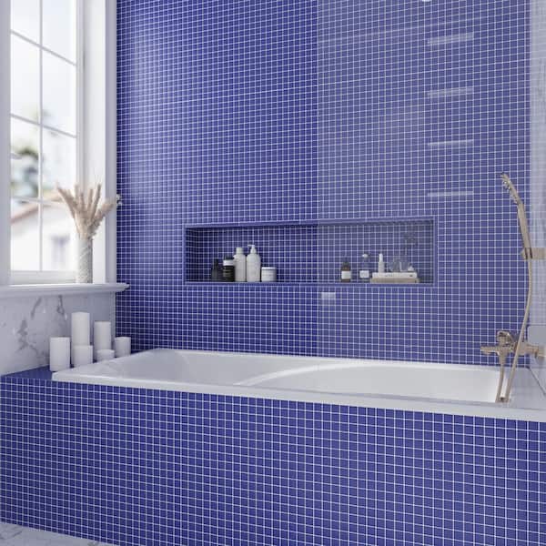 Cobalt Blue 11.8 in. x 11.8 in. 1x1 Matte Glass Mosaic Tile (9.67 sq. ft./Case)