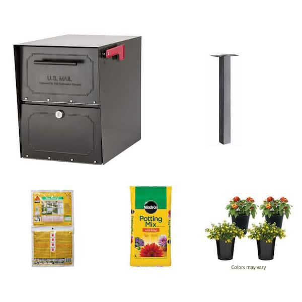 Oasis Locking Mailbox, Post, Potting Mix and Lantana 4-Pack