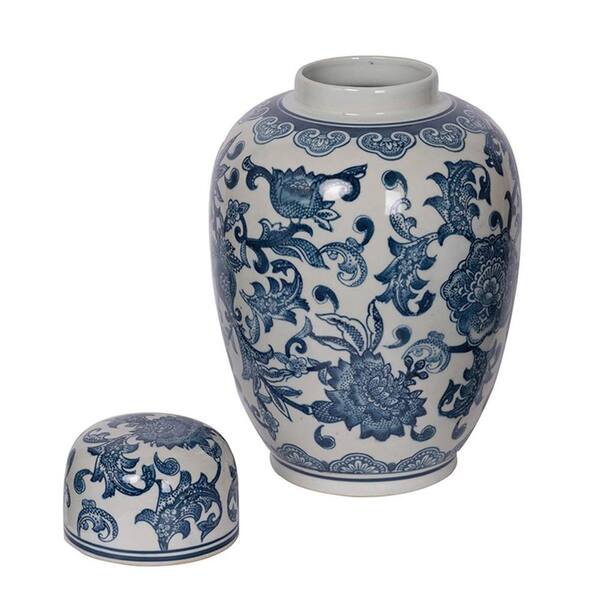 10 Flower Pattern Ceramic Vase,Home Décor Accent A&B Home Blue & White Porcelain Lidded Jar 10 Flower Pattern Ceramic Vase,Home Décor Accent A&B Home Blue & White Porcelain Lidded Jar