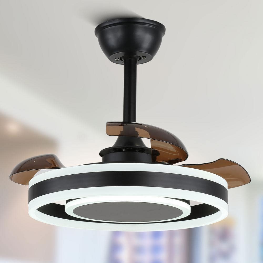 22 in. LED Indoor Black Dimmable Reversible Smart Ceiling Fan with Light and Remote, 6 Speed Fan Lighting -  Bella Depot, DCFS2205