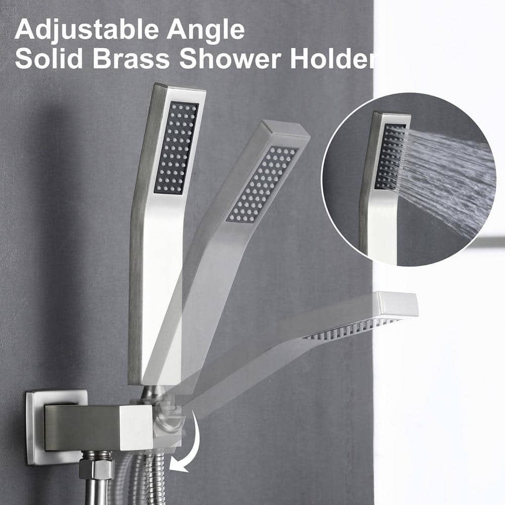 Brushed Nickel 10" Rain Shower Faucet Set with Handheld