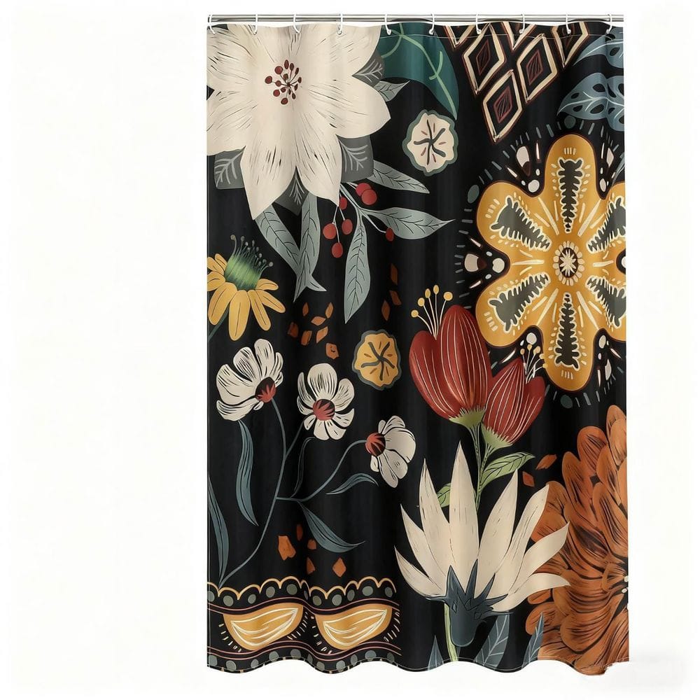 Tropical Leaves Fabric Shower Curtain, 72 in. W x 72 in. L Abstract Floral Bathroom Decor for Modern Farmhouse price history on PriceWatchPro