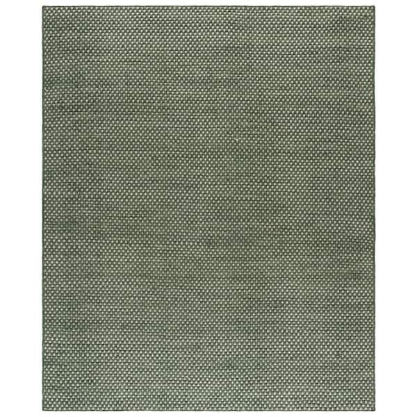 Vermont 8 ft. x 10 ft. Green/Ivory Pebble Weave Washable Area Rug