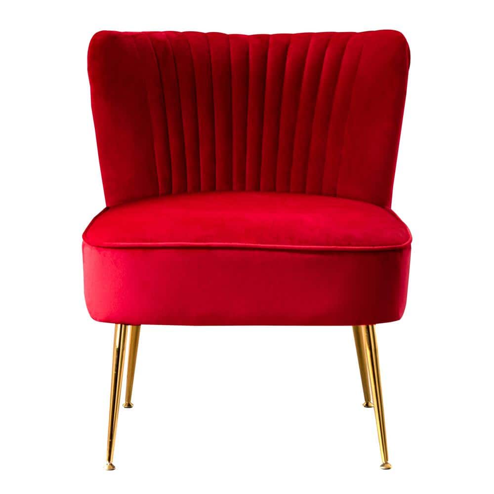 WESTINFURNITURE Trinity 25 in. Red Velvet Channel Tufted WESTINFURNITURE Trinity 25 in. Red Velvet Channel Tufted