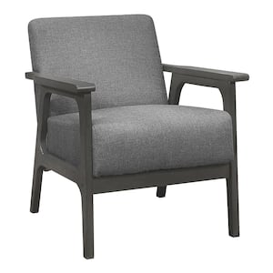 Ride Gray Textured Upholstery Solid Wood Antique Gray Finish Accent Chair