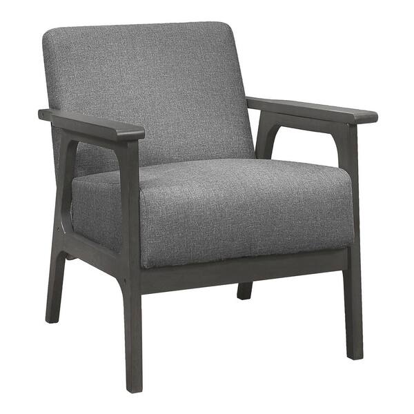Lazzara Ride Gray Textured Upholstery Solid Wood Antique Gray Finish Accent Chair