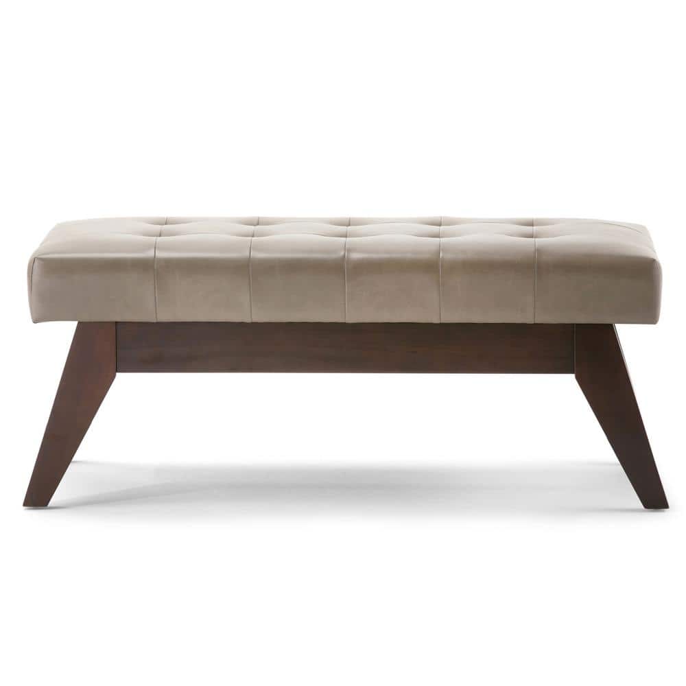 Draper 40" Taupe Faux Leather Tufted Ottoman Bench