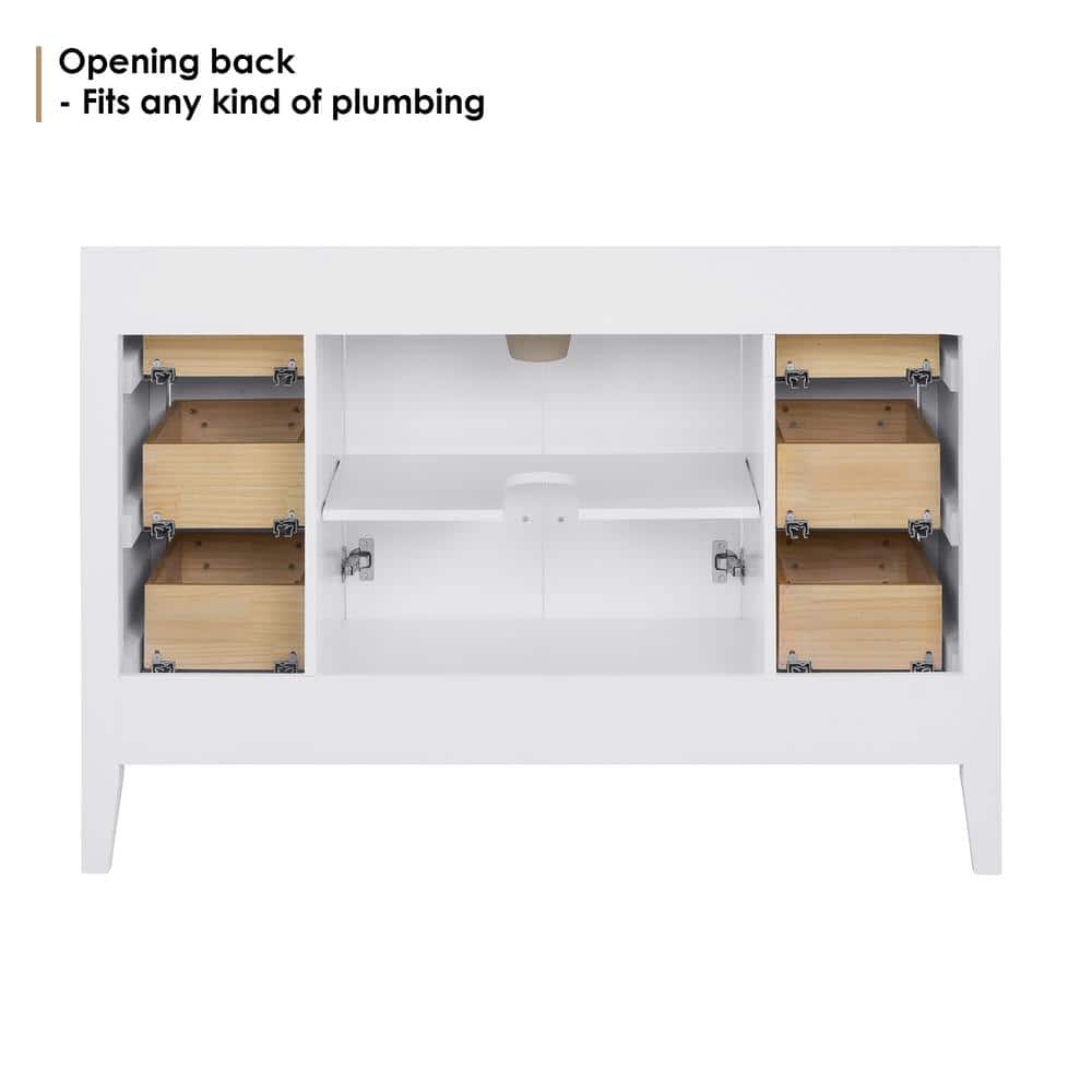 Laurel 47.2" White Fir Wood Single Bathroom Vanity Base
