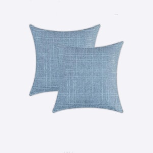 24 in. x 24 in. Blue Outdoor Waterproof Pillow Covers Throw Pillow (Pack of 2)