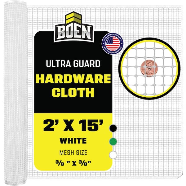 BOEN 2 ft. x 15 ft. White Plastic Hardware Net
