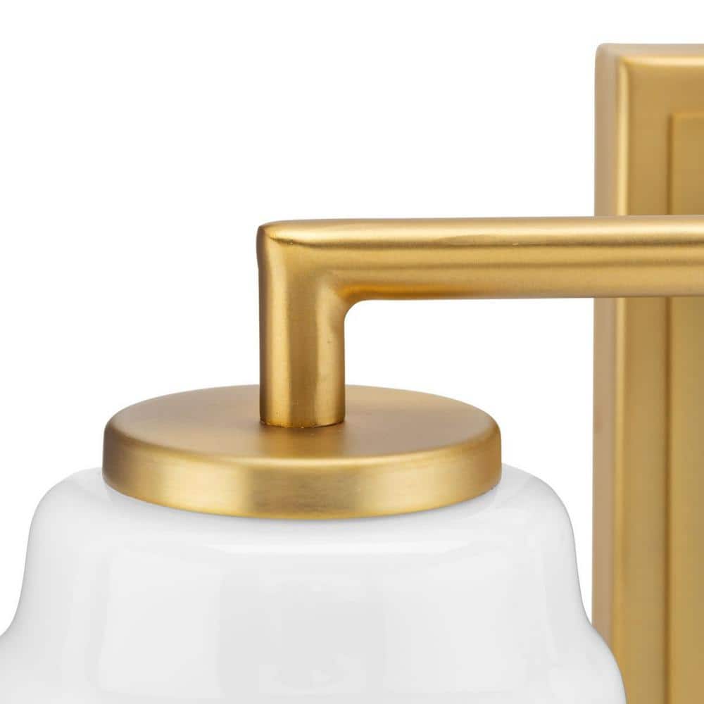 Brushed Gold 2-Light Vanity with Opal Glass Shades