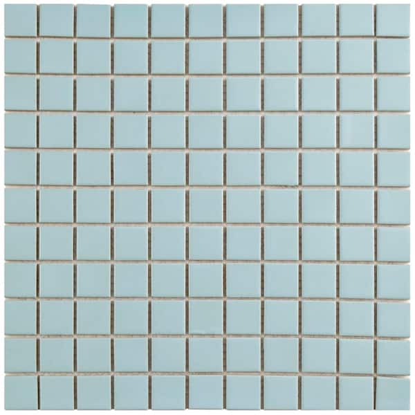 Merola Tile Metro Square Matte Light Blue 11-3/4 in. x 11-3/4 in. x 5 mm Porcelain Mosaic Tile (9.8 sq. ft. / case)
