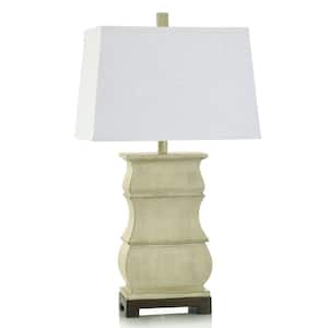 29.5 in. Antique Cream, Brushed Brown, White Task and Reading Table Lamp for Living Room with White Cotton Shade