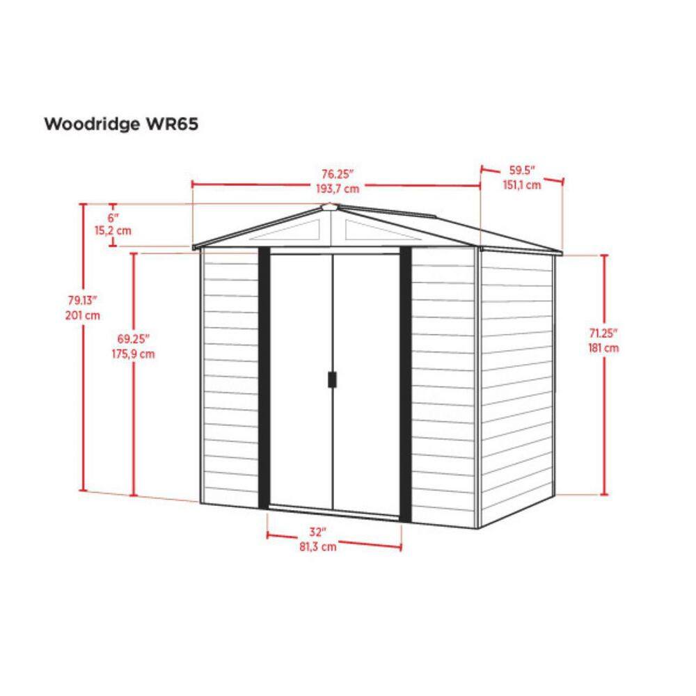 Woodgrain Large Steel Storage Shed with Double Doors