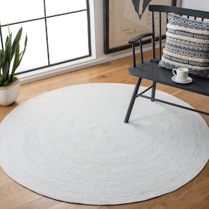 Cape Cod Ivory Doormat 3 ft. x 3 ft. Braided Solid Color Round Area Rug