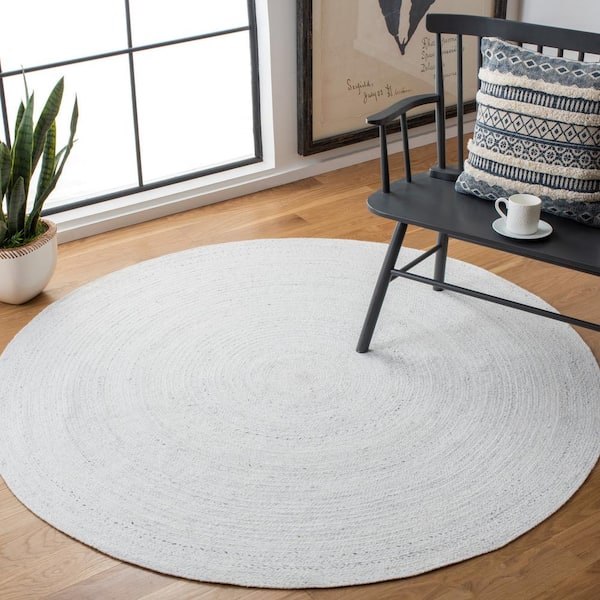Cape Cod Ivory 6 ft. x 6 ft. Braided Solid Color Round Area Rug