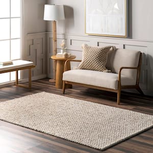 Enida Casual Farmhouse Wool Blend Ivory 8 ft. x 10 ft. Area Rug