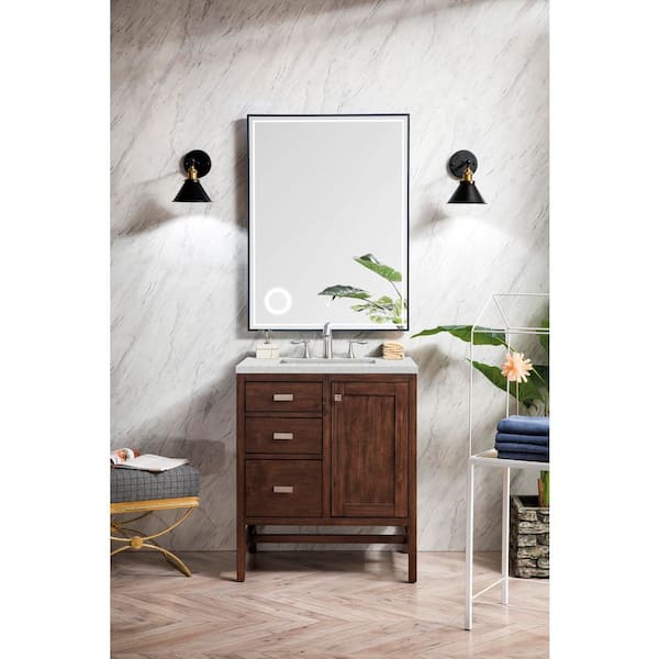 Addison 30 in. W x 23.5 in.D x 35.5 in. H Single Vanity in Mid Century Acacia with Quartz Top in Eternal Jasmine Pearl
