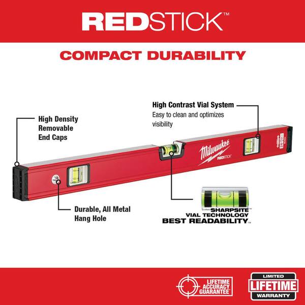 Non-Magnetic Milwaukee MLCM24 24"REDSTICK Compact Box Level 