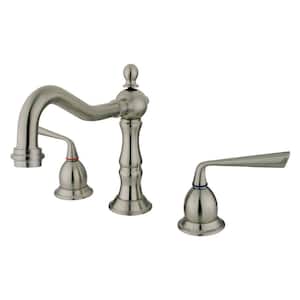 Silver Sage 2-Handle 8 in. Widespread Bathroom Faucets with Brass Pop-Up in Brushed Nickel