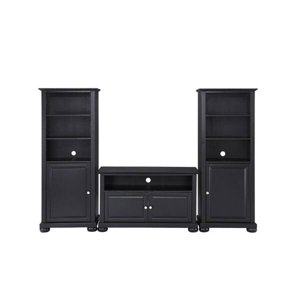 Crosley Alexandria TV Stand and 2-Audio Piers in Black